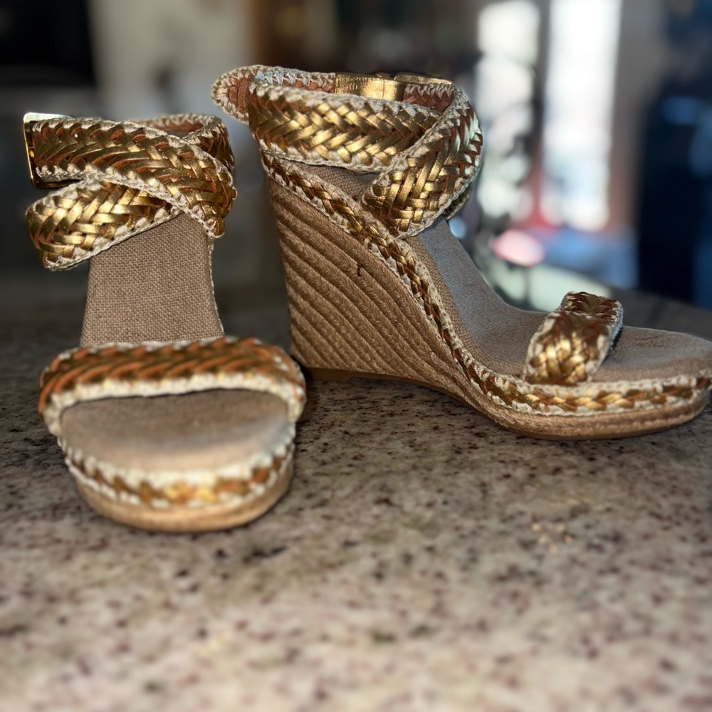 Tory Burch Espadrille Wedge Sandals Sz 38